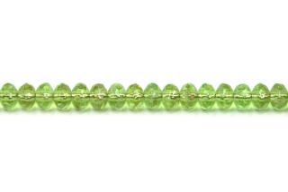 Broušené korálky slavík 3x5 mm, 47 ks/16 cm - zelený peridot se světlým bronzovým žíháním