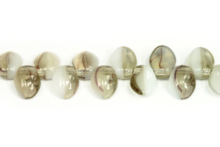 Mačkané jazýčky 6x8 mm, 20 ks - bílo-šedá žíhaná