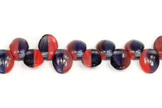 Mačkané jazýčky 6x8 mm, 20 ks - červeno-modrá žíhaná