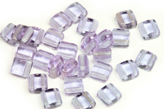 Silky beads 6x6 mm, 30 ks - transparentní světle fialová