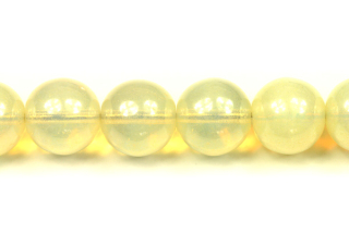 Mačkané korálky kuličky 12 mm, 14 ks/16 cm - žlutý listr na opálovém skle