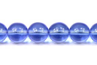 Mačkané korálky kuličky 12 mm, 14 ks/16 cm - transparentní světlá safírově modrá