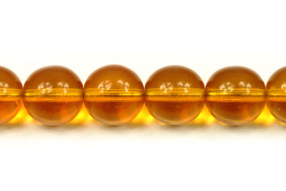 Mačkané korálky kuličky 12 mm, 14 ks/16 cm - transparentní medově hnědožlutá, topaz