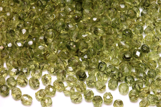 Broušené korálky ohňovky 4 mm, 40 ks/16 cm - transp. černo-zelená želvovina