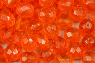 Broušené korálky ohňovky 10 mm, 16 ks/16 cm - transparentní oranžová, hyacint