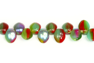 Mačkané jazýčky 6x8 mm, 20 ks - barevná žíhaná s AB pokovem