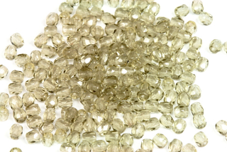 Broušená kulička ohňovka 3 mm, 100 ks - transparentní kouřově šedohnědá (black diamond)