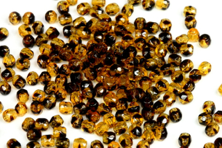 Broušená kulička ohňovka 3 mm, 100 ks - černo-hnědá želvovina