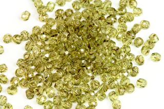 Broušené korálky ohňovky 3 mm, 100 ks - černo-zelená želvovina