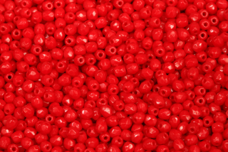 Broušená kulička ohňovka 3 mm, 100 ks - sytá korálově červená