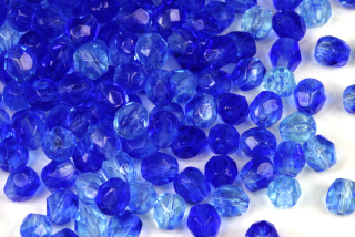 Broušená kulička ohňovka 6 mm, 27 ks/16 cm - transparentní žíhaná modrá