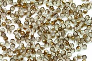 Mačkané korálky kuličky 3 mm, 100 ks - půlpokov Valentinit na krystalu