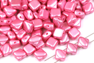 Silky beads Diagonal 6x6 mm, 30 ks - růžový vosk