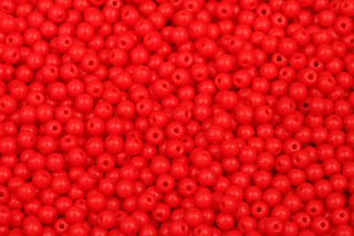 Mačkané korálky kuličky 3 mm, 100 ks - sytá korálově červená