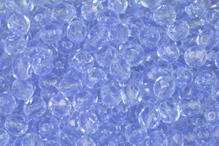 Broušené korálky ohňovky 6 mm, 27 ks/16 cm - transparentní světlá safírově modrá