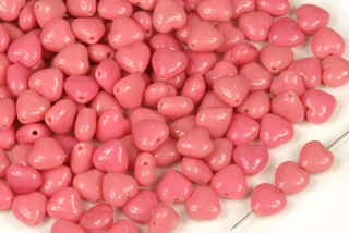 Mačkané korálky srdce 6x6 mm, 20 ks - sytá růžová