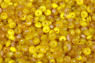 Broušené korálky slavík 3x5 mm, 50 ks/16 cm - žlutá žíhaná