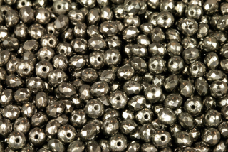 Broušené korálky slavík 3x5 mm, 50 ks/16 cm - celopokov Chrom full na křídě