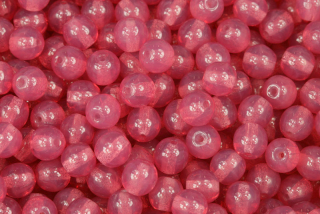 Mačkané korálky kuličky 6 mm, 27 ks/16 cm - tmavší růžový roza opál