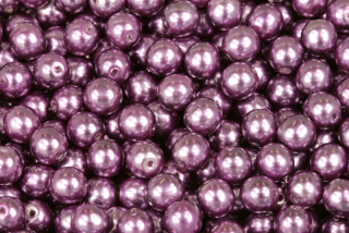 Voskované korálky kuličky 6 mm, 27 ks/16 cm - fialový vosk