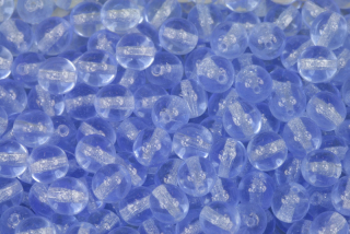 Mačkané korálky kuličky 6 mm, 27 ks/16 cm - transparentní safírově modrá