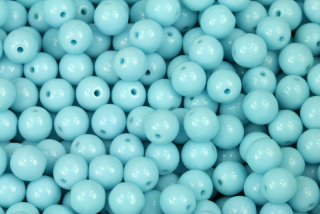 Mačkané korálky kuličky 6 mm, 27 ks/16 cm - sytá tyrkysově modrá