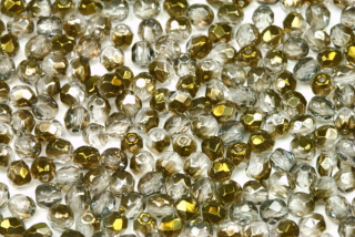 Broušená kulička ohňovka 4 mm, 40 ks/16 cm - půlpokov Valentinit na krystalu