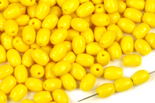 Mačkané korálky oliva (ovál) 6x4 mm, 27 ks/16 cm - sytá žlutá, limon