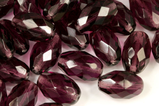 Broušené korálky olivy 15x10 mm, 10 ks - transparentní ametystově fialová