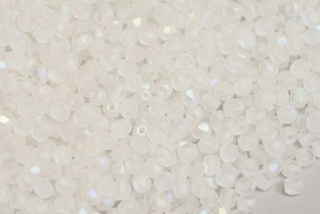 Broušené korálky ohňovky 3 mm, 100 ks - matný krystal s duhovým dekorem AB