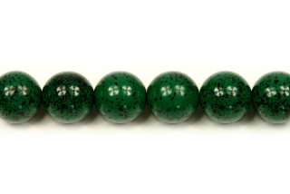 Voskované perle kuličky 10 mm, 18 ks - tmavší smaragdově zelená kropenatá