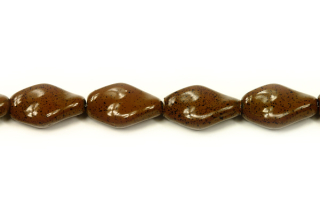 Voskovaná perle vrtule 13x9 mm, 14 ks - khaki hnědá kropenatá