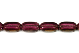 Ploškované korálky ovál 13x8 mm, 1 ks - ametyst s bronzovým listrem
