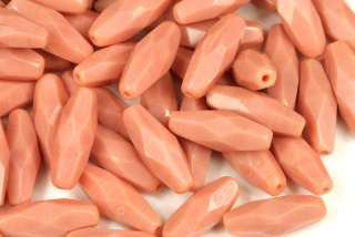 Broušené korálky špagety 15x6 mm, 10 ks - sytá růžová, růže