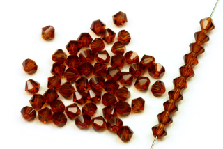 MC perle Rondelle (sluníčka) 4 mm, 36 ks - transparentní tmavý topaz