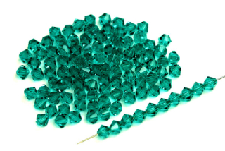 MC perle Rondelle (sluníčka) 4 mm, 36 ks - transparentní zelený akvamarín