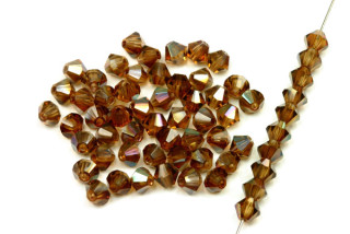 MC perle Rondelle (sluníčka) 4 mm, 36 ks - transp. kouřový topaz s pokovem Celsian