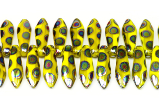 Mačkané jazýčky 5x16 mm, 25 ks - AB kolečka na žíhané žluté