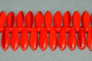 Mačkané jazýčky 5x16 mm, 25 ks - žíhaná oranžovočervená