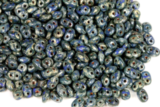 Matubo Superduo™ 2,5x5 mm, bal. 10 g - úprava picasso na syté modré