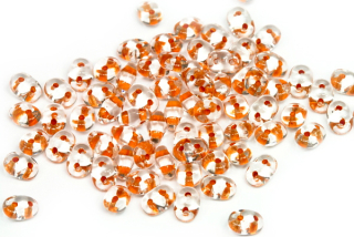 Matubo Superduo™ 2,5x5 mm, bal. 10 g - krystal s oranžovým průtahem