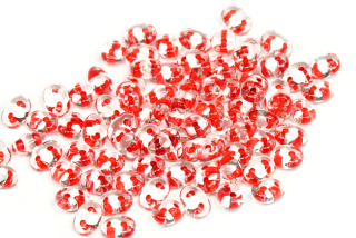 Matubo Superduo™ 2,5x5 mm, bal. 10 g - krystal s červeným průtahem