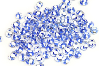 Matubo Superduo™ 2,5x5 mm, bal. 10 g - krystal s modrým průtahem