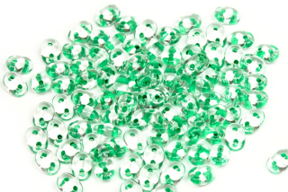 Matubo Superduo™ 2,5x5 mm, bal. 10 g - krystal se zeleným průtahem