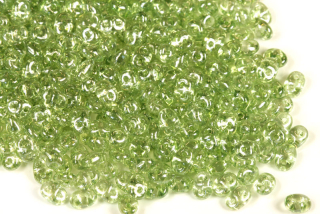 Matubo Superduo™ 2,5x5 mm, bal. 10 g - zelený listr na krystalu