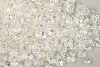 Matubo Superduo™ 2,5x5 mm, bal. 10 g - krystal s duhovým dekorem AB