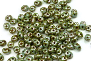 Matubo Superduo™ 2,5x5 mm, bal. 10 g - modrá lazura na křídě