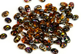 Matubo Superduo™ 2,5x5 mm, bal. 10 g - oranžovo-šedý pokov na krystalu