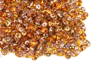 Matubo Superduo™ 2,5x5 mm, bal. 10 g - transp. topaz s půlpokovem zlato Capri