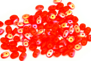 Matubo Superduo™ 2,5x5 mm, bal. 10 g - transp. matná oranžová, hyacint s dekorem AB